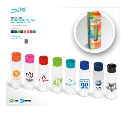 Kooshty Boost Glass Water Bottle - 700ml
