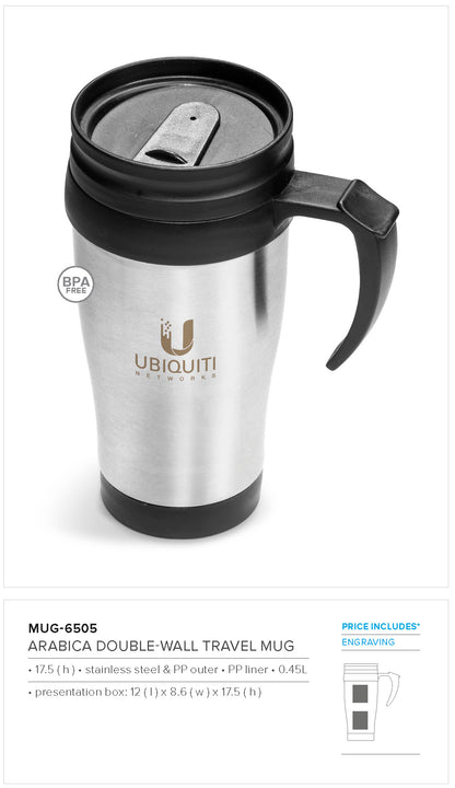 Arabica Stainless Steel & Plastic Double-Wall Mug - 450ml