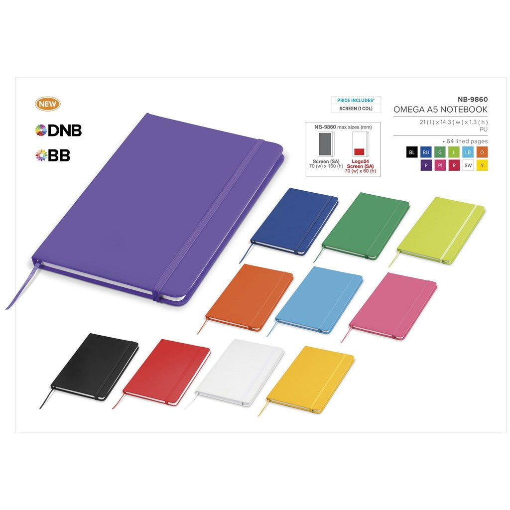 Omega A5 Hard Cover Notebook